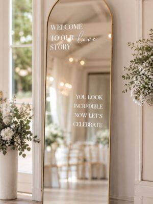 Spiegel "Welcome to our Love Story " Hochzeit mieten Leipzig